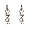 Chanel “Chanel” Letter Drop Earrings Black/White Enamel Light Gold Hardware