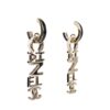 Chanel “Chanel” Letter Drop Earrings Black/White Enamel Light Gold Hardware