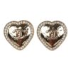 Chanel Small CC Crystal Heart Earrings Gold Hardware