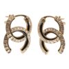 Chanel Crystal CC Earrings Black Enamel & Gold Hardware