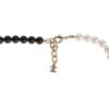 Chanel Black and White CC Logo Faux Pearl Glass Beads Long Necklace