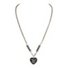 Chanel Black and Silver CC Crystal Heart Pendant Necklace