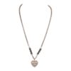 Chanel Black and Silver CC Crystal Heart Pendant Necklace