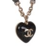 Chanel Black and Silver CC Crystal Heart Pendant Necklace