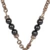 Chanel Black and Silver CC Crystal Heart Pendant Necklace