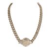 Chanel Light Gold Tone Wax Seal Logo and Rhinestone Star Necklace