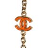 Chanel CC Beaded Sautoir Long Chain Necklace Orange Gold Metal