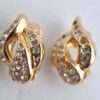 Authentic Christian Dior Rhinestone Clip-On Earrings Gold Plating CD K5825