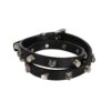 Gucci Black Leather Double Wrap Bracelet with Feline Heads & Studs