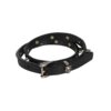 Gucci Black Leather Double Wrap Bracelet with Feline Heads & Studs