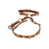 Gucci Gold Tone Tang Buckle Feline Head Palm Wrap Bracelet In Brown Leather