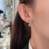 CD Dangling Star Heads/Heart-shaped bead Earrings